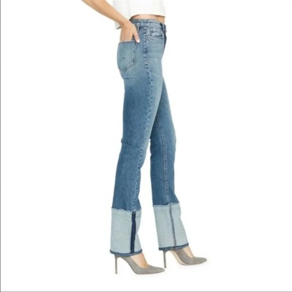 Hudson Holly Straight Leg Reverse Hem High Waist Jeans In Mimic NWT‎ - Picture 2 of 8